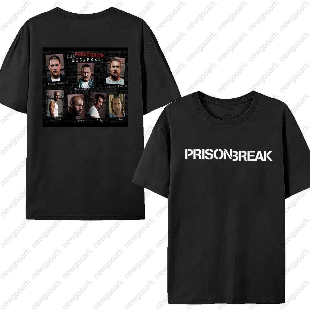 Intage T Shirt Black and White Michael Scofield Simple Cotton T Shirts Prison Break Tshirt for Male Summer Y2K Casual Top Tees