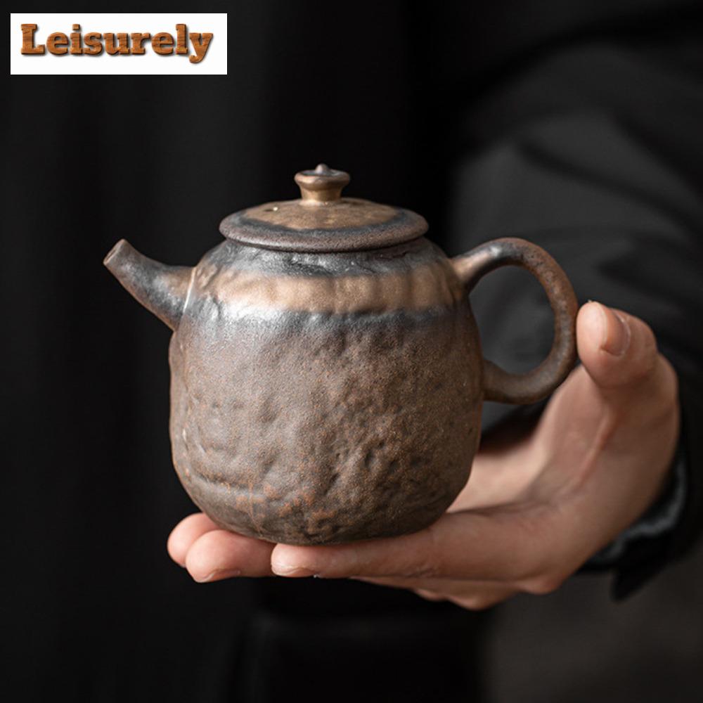220 ml ručně vyráběná konvice z pozlacené železné glazury Old Rock Mud Tvrdohlavá kamenná konvice Konvice na vaření čaje s infuzérem Puer Tea Items Craft