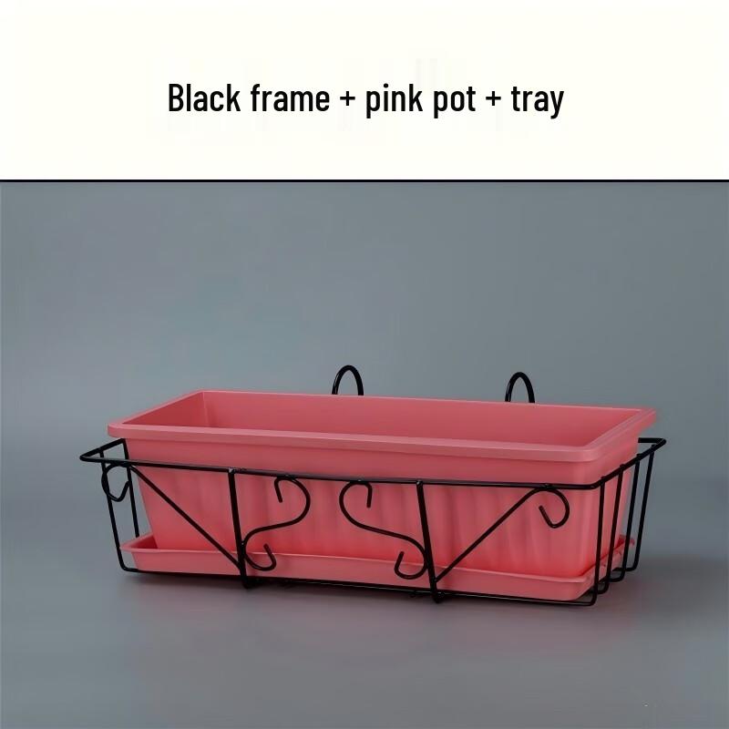 KEYSHEEL Rectangular Plastic Hanging Planter with Iron Frame