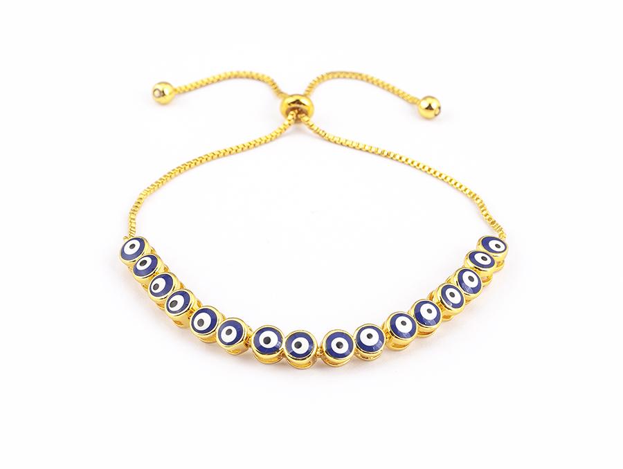 Nidin Luxury Men 4 Colors Evil Eye Beads Chain Bracelets Bangles Adjustable Party Wedding Elegant  Jewelry Gift For Female Male