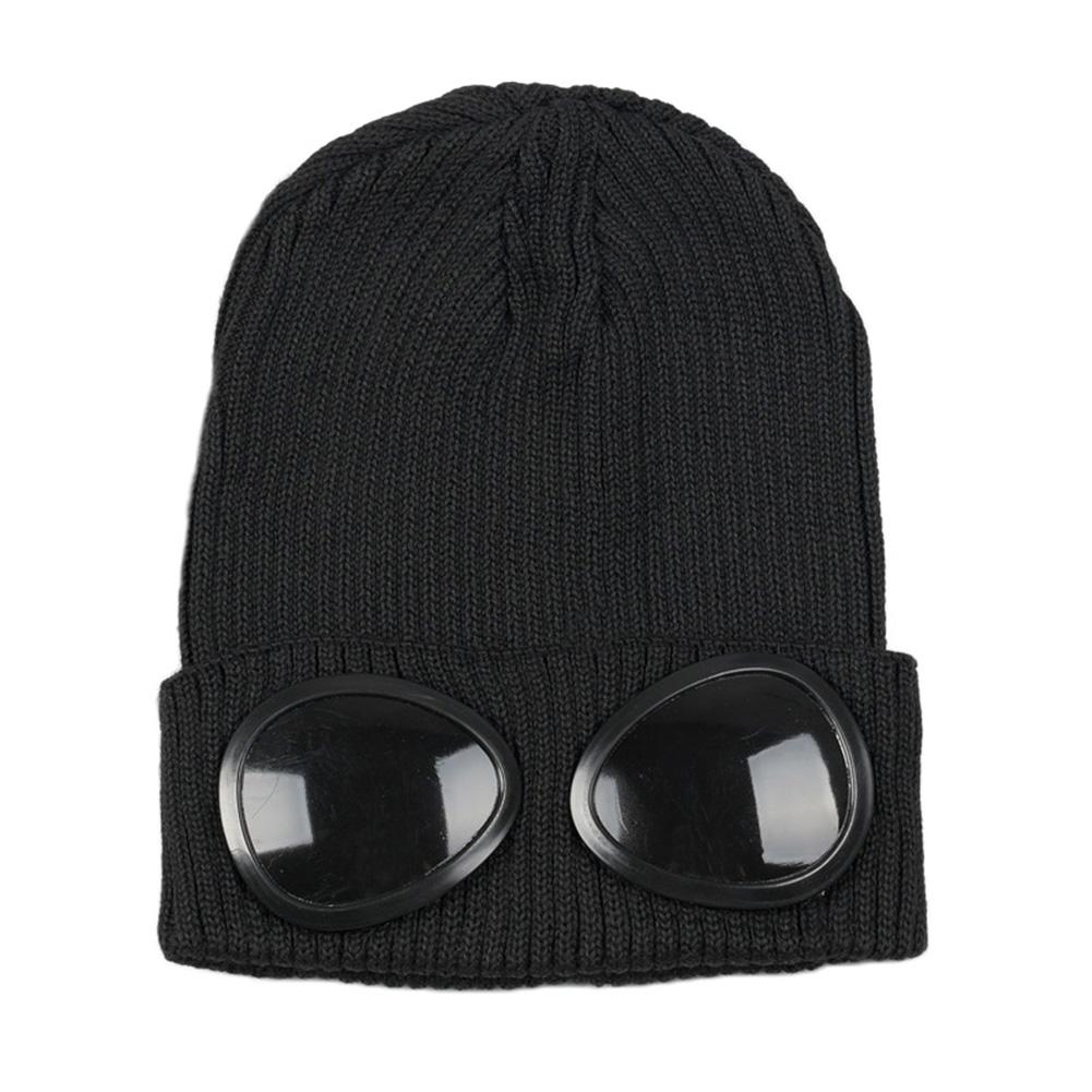 Bonnet en tricot pour hommes/femmes avec ornements lunettes Chapeau chaud à la mode
