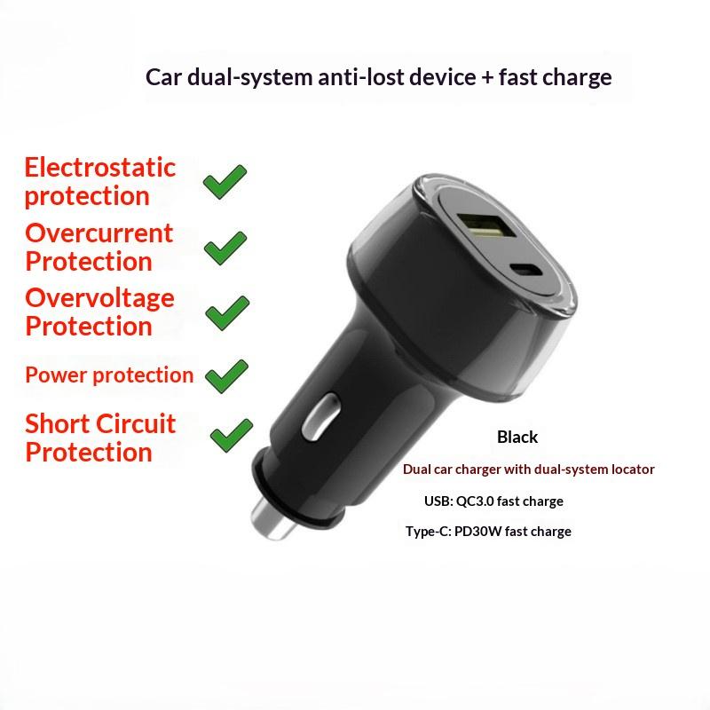 Car Charge Gps Locator Tracker 30W Usb Phone Charger Fast Charging Type C Qc3.0 Works With Ios Find My App
