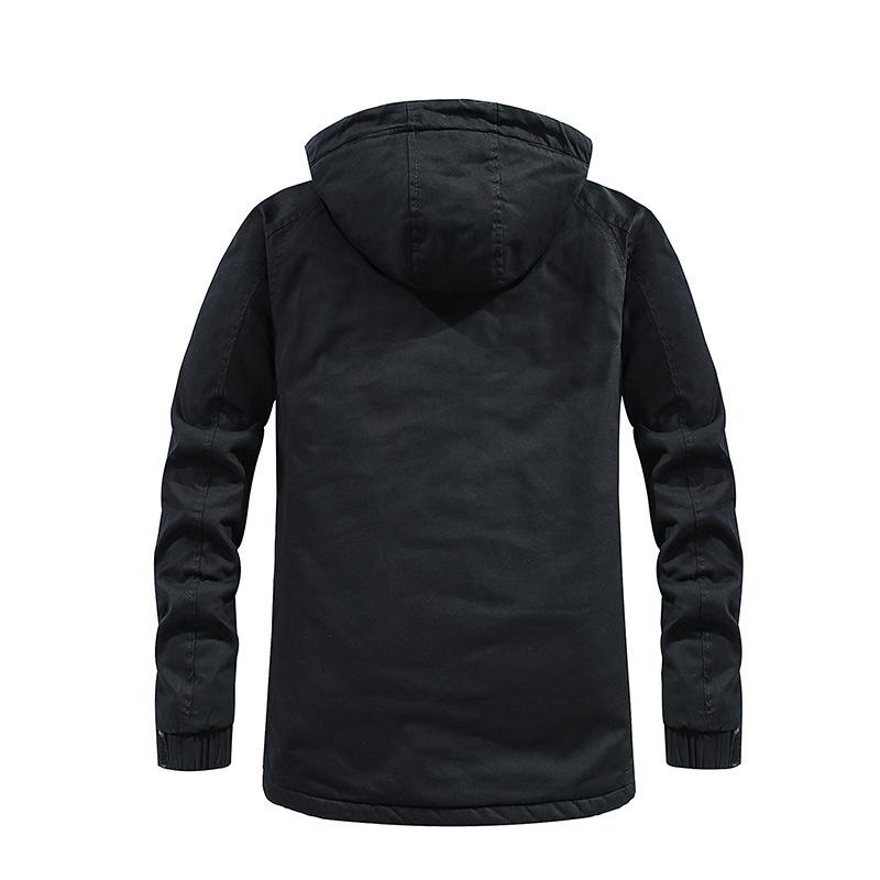 Autumn and Winter Thick Warm Hooded Cotton-Padded Jacket Men's Casual Business Coat Fleece Parkas