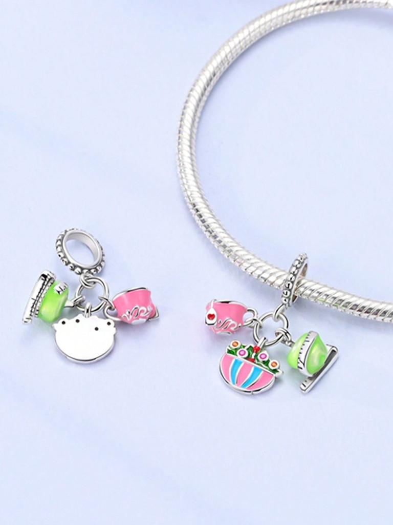 Charms Plata Copper Colors Hair Dryer Coca-Cola Hamburger Beads Pendant For Original Bracelet For Women Diy Jewelry Love Gift