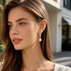 1 Pair Drop Cubic Zirconia Pendant Earrings Earrings Imitation Pearl Camellia Design Bridal