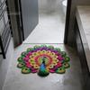 High-density Woven Mat Floor 3D Peacock Print Soft Non-Slip Decorative Rug Colorful Home Living Room Bedroom Doorway Easy Clean Carpet Artistic