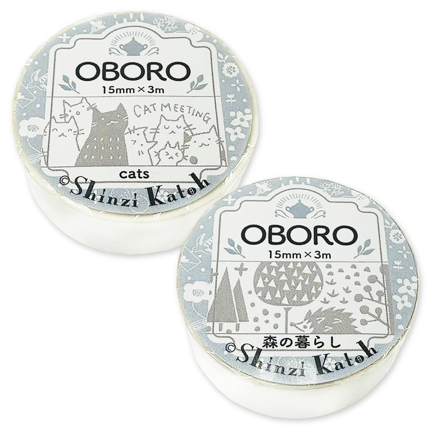 

Masking Tape OBORO Cats Life in the Forest White Ink Shinzi Katoh 3m Roll Set Seal-do - 2-Roll ks-dt-20096 белый