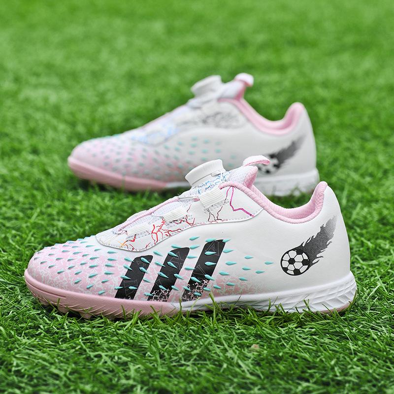 2024 new rotating button children's football shoes girls primary school boys game tf broken nails girls training shoes