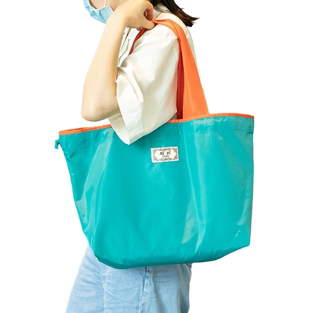 Large Capacity Foldable Shopping Bag with, Shoulder for Grocery and Travel