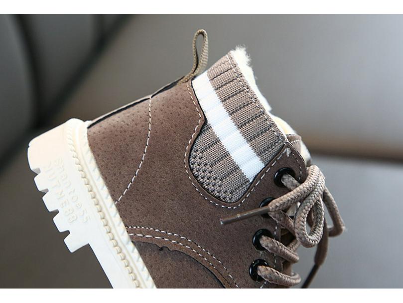 Kinder Koreanische Mode Leder Schneestiefel - Martin-Stil mit Samtfutter