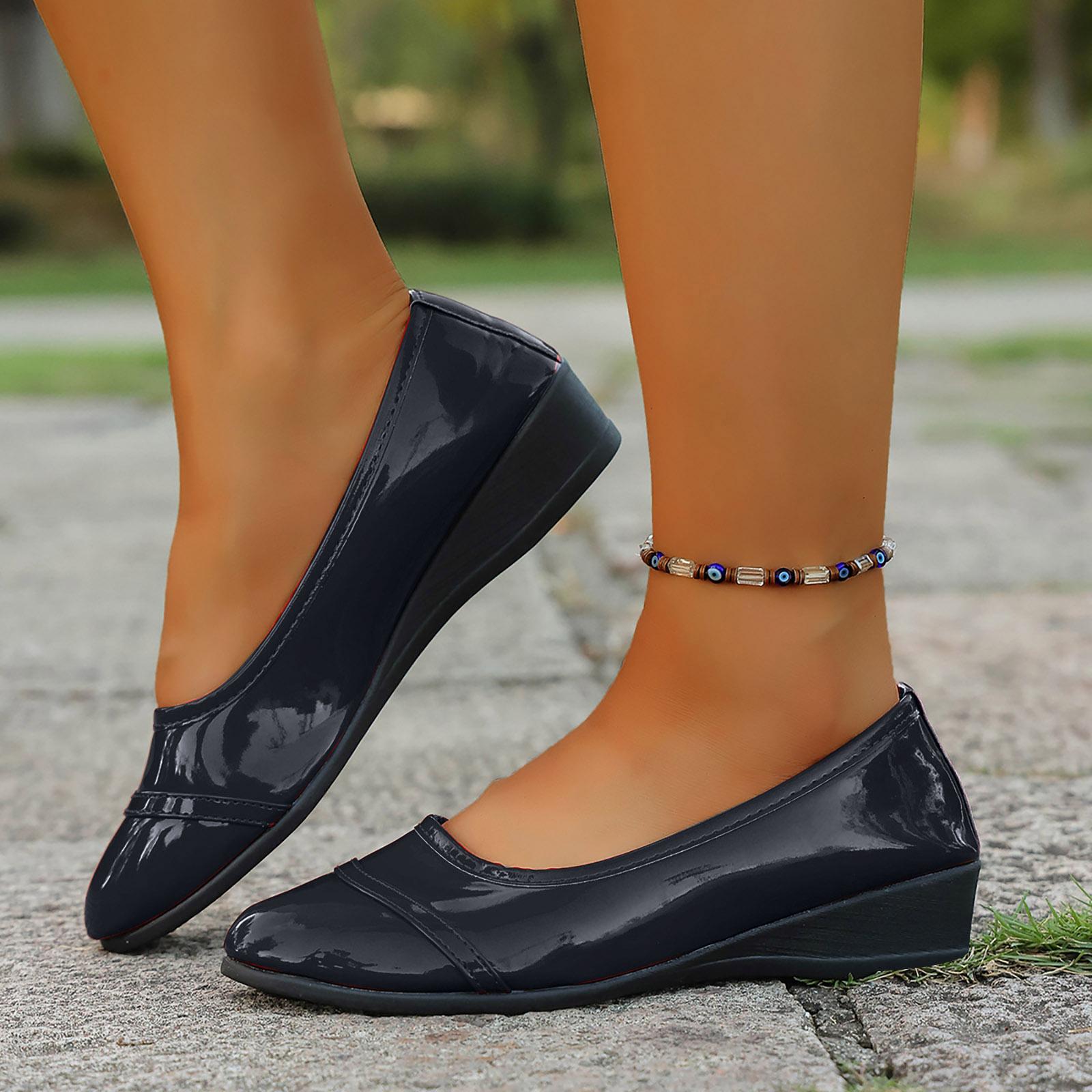 

Shoes Women Casual Dress Women S Wedge Loafers Spring And Pointed Toe Soft Leather Casual Shoes. Tenis De Mujer 36 чорний
