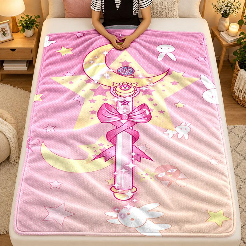 Flannel BlanketSailor Moon Warm Soft Throw Blanket for Indoor Sofa Bed Living Room Use