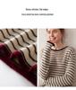 2025 Autumn/Winter Women's Color Block Stripe Cashmere Sweater - Loose Knit Round Neck Long Sleeve Fashion Base Layer