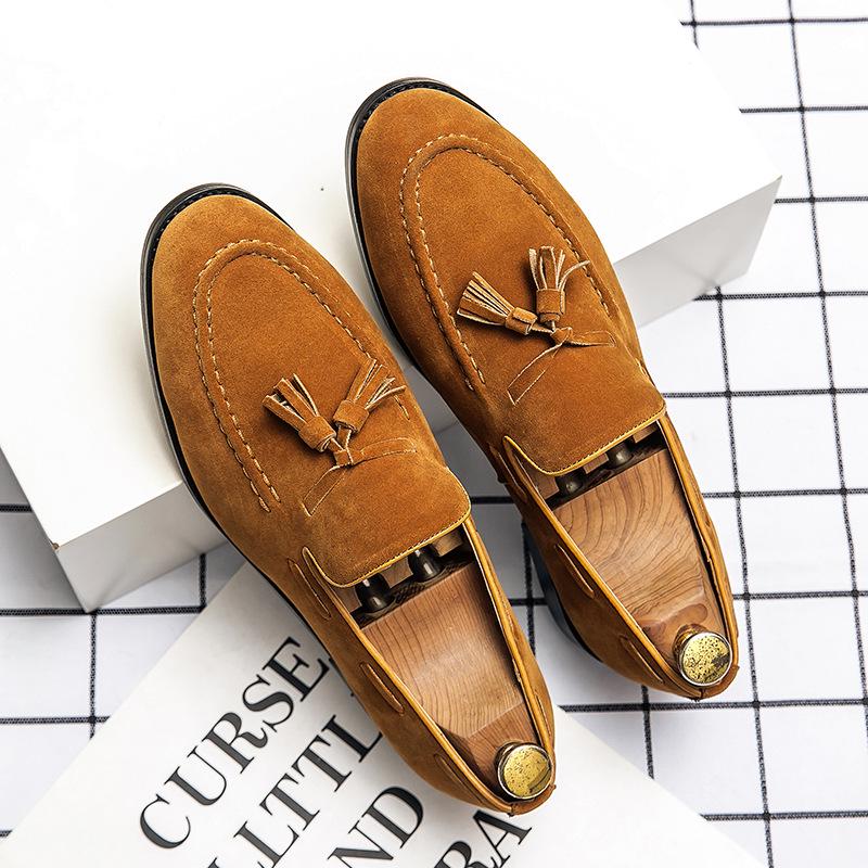 Spring Matte Tassel Slip-on Leather Shoes for Men - Versatile British Nightclub Style, Large Size