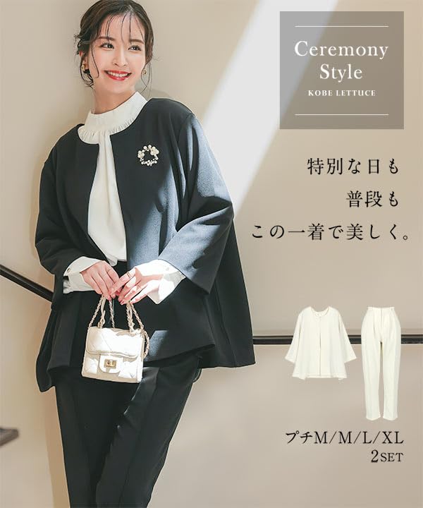 Anzug Mama Schuleinführung Abschluss M Petite Hose Schwarz [Kobe Lettuce] [Zeremonie] Damen Set, Anzug, Veranstaltungen, Zeremonie, Zeremonie, Shichi-Go-San