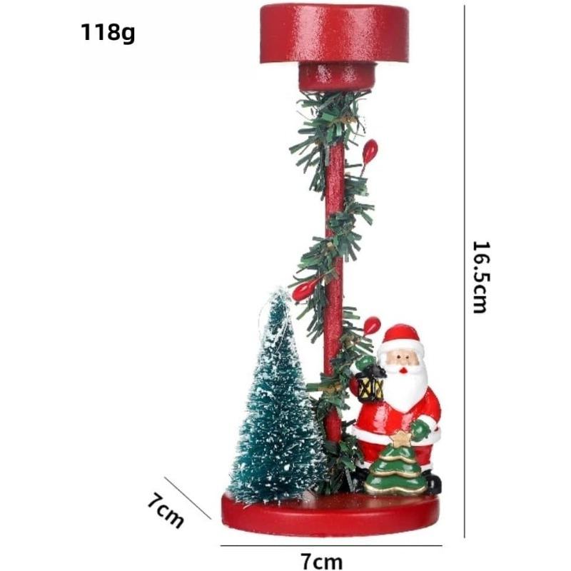 Festive Christmas Tree Candle Holder with Santa and Snowman Decorations Ideal Holiday Centerpiece for Home and Party Tabletop