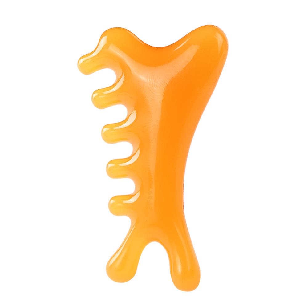 Resin Multifunctional Four-in-One Gua Sha and Massage Comb - Sandalwood Facial and Head Therapy Tool