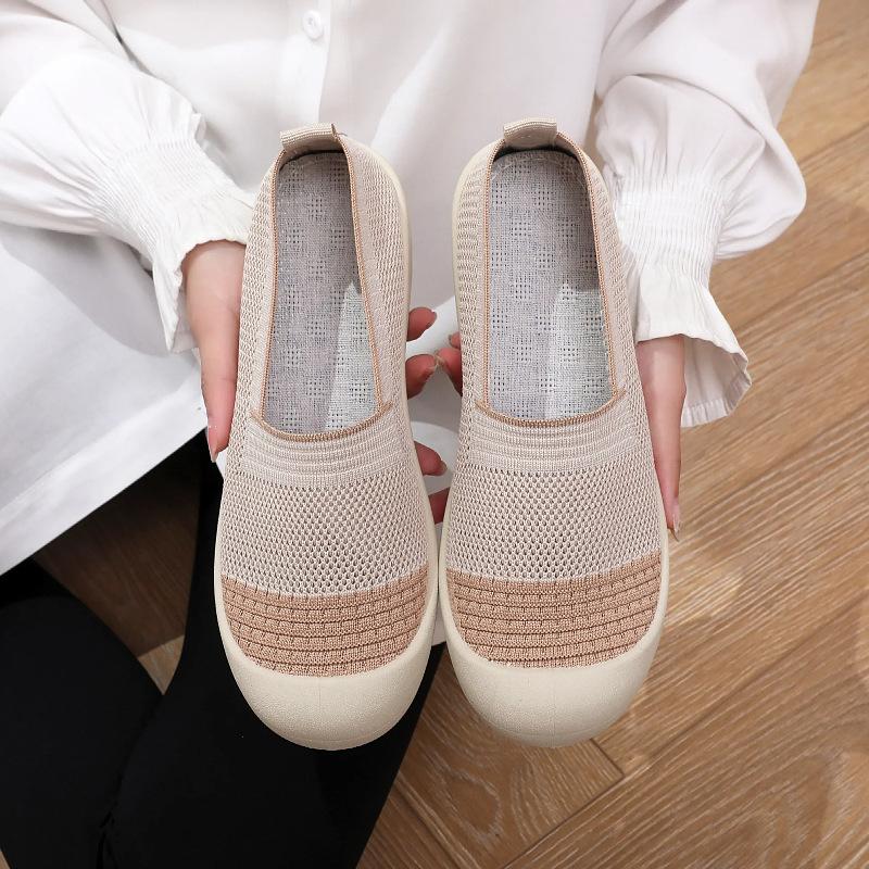 Shoes Women's Summer New Versatile Casual Fly-woven Mesh Breathable Thick Sole Soft Sole Not Tired Feet Pedal Mother Shoes
