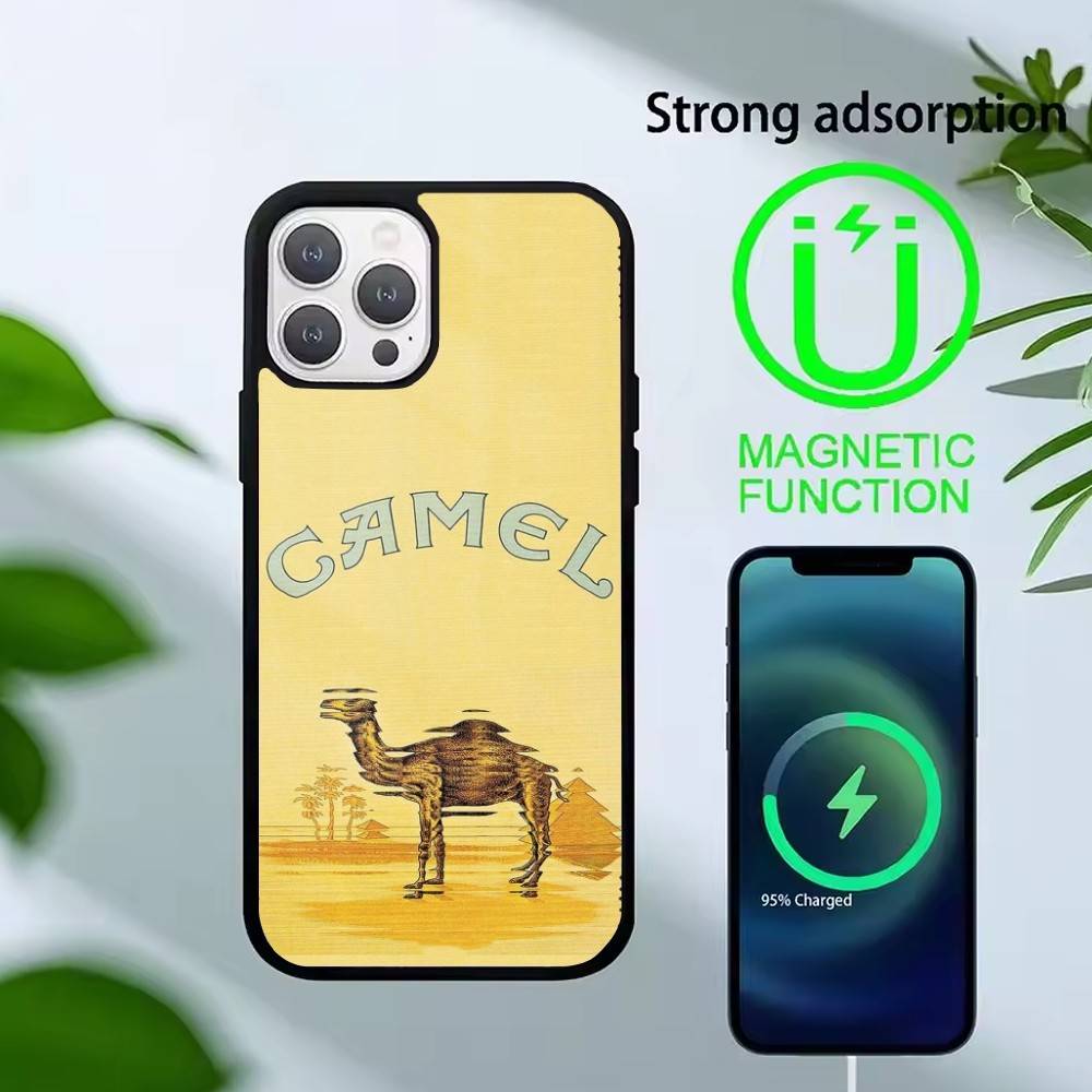 Cigarette-Brand Camel Phone Case For iPhone 14,16,15,13,17,12,Plus,Pro,Max Magnetic For Magsafe Frosted Cover