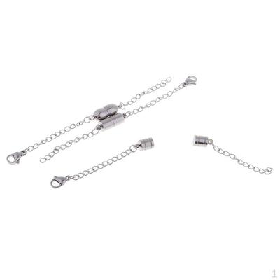 3 Piece Stainless Steel Magnetic Clasps With Extender Chain For DIY Necklace Bracelet Jewelry