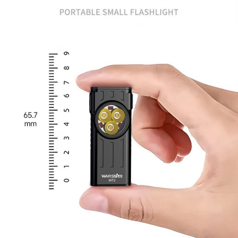 LED Pocket Light Flashlight Keychain Torch Type-C Rechargeable Lightweight Work Lamp with Magnet for Camping Hiking Emergency