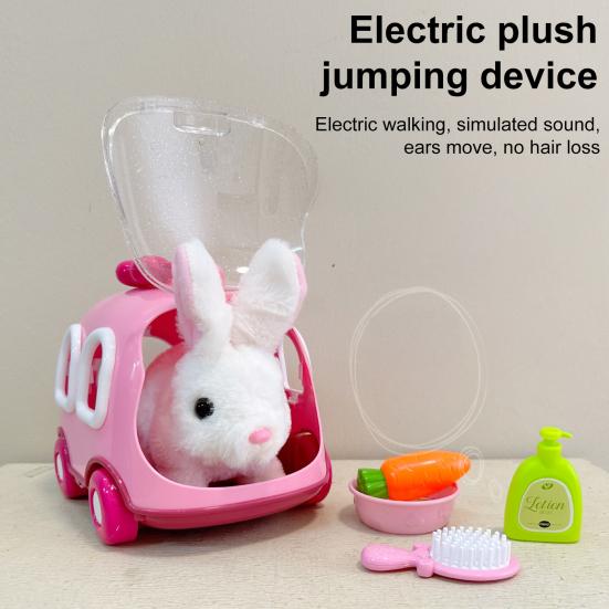Elektronická plyšová hračka kočka přenosná klec simulace elektrická chodící skákající kotě hračka pro dětský dům na hraní a vzdělávání narozeninový dárek