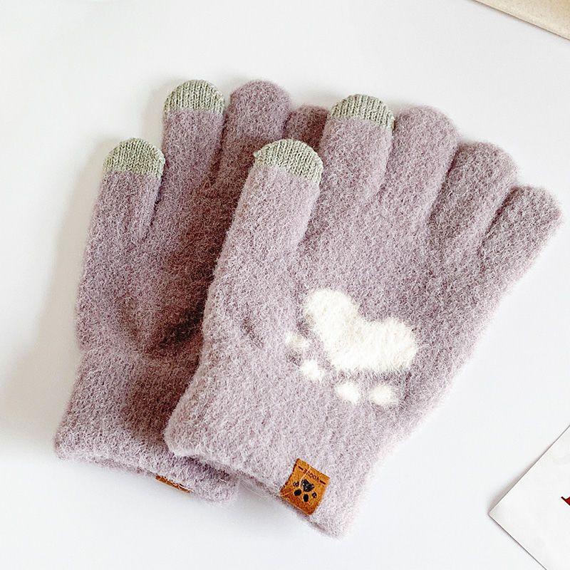 Gloves women's new winter thickened warm winter cute student cycling driving cold wool gloves