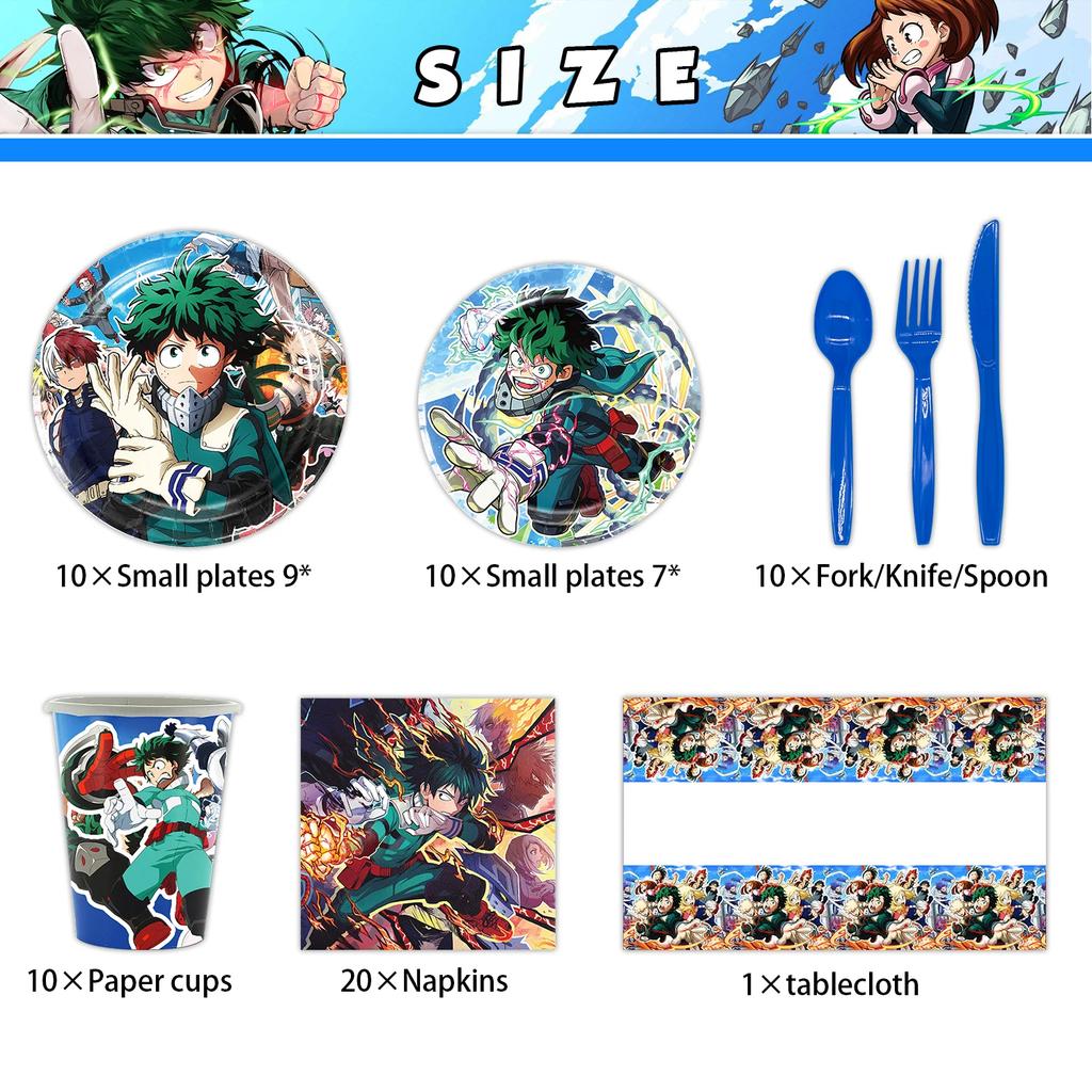 My Hero Academia Feste di Compleanno a Tema Decorazioni Set Palloncini Stoviglie Tovaglie Topper per Torta Articoli per Feste Baby Shower