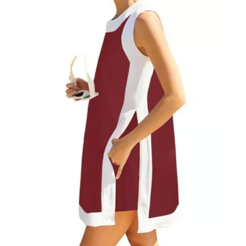 Leisure Two-Piece Set New Women Casual Color Matching round Neck Sleeveless Top Matching Shorts Set