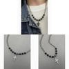 Retro Black Cross Pendant Necklace With Titanium Steel Chain For Street Style Jewelry