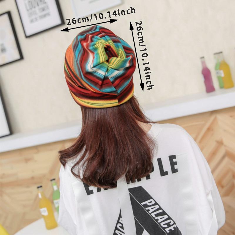 Autumn and Winter Korean Style Striped Twist Hat Fashionable Ear Protection Knitted Cap Postpartum Head-proof Wind Scarf