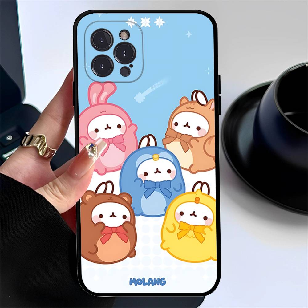 Cartoon Cute M-Molang Phone Case For Iphone 17 16 15 16e 14 13 12 11 Pro Max Plus Case Cover Coque