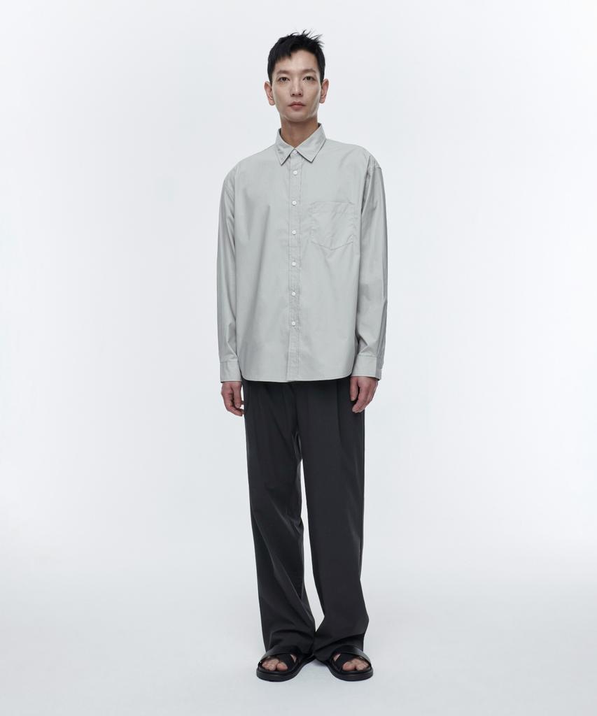MUSINSA STANDARD [Cooltandard] One-Pleat Wide Elastic Waist Slacks [Dark Gray]