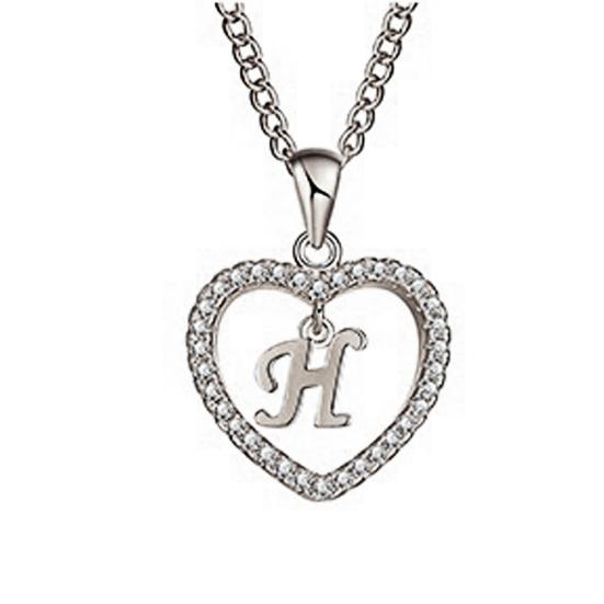 Concise Hollowed Heart Alphabet Unisex Necklace Jewelry Neck Chain Pendant Decor