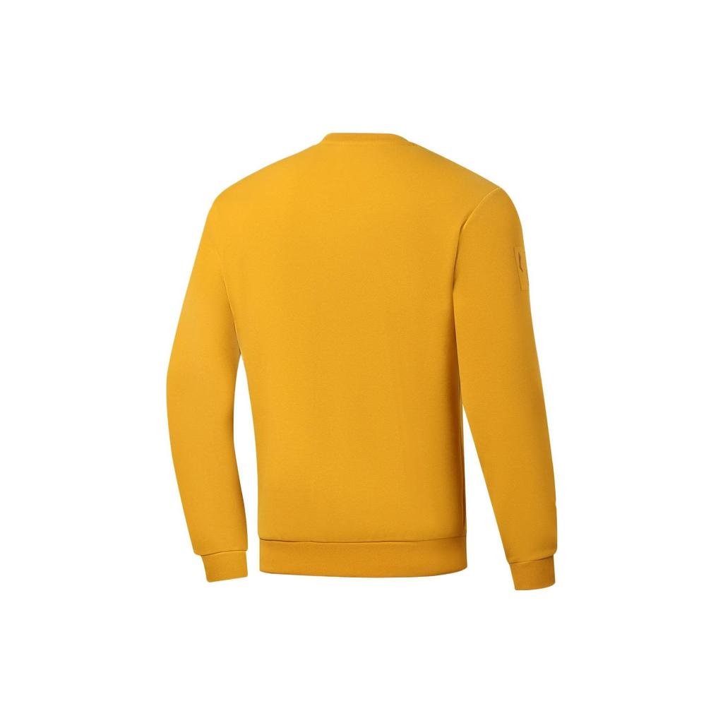 Li-Ning Plain Letter Print Pullover Sweatshirt Men Sweatshirts Yellow AWDSA49-4