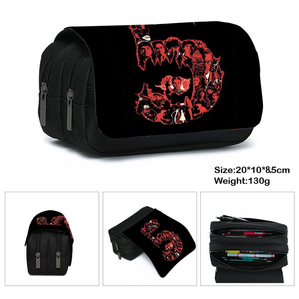 Stranger Things 5 Pencil Case, Large Capacity Multi-Layer Storage, Wear-Resistant Oxford Cloth Student Stationery Bag