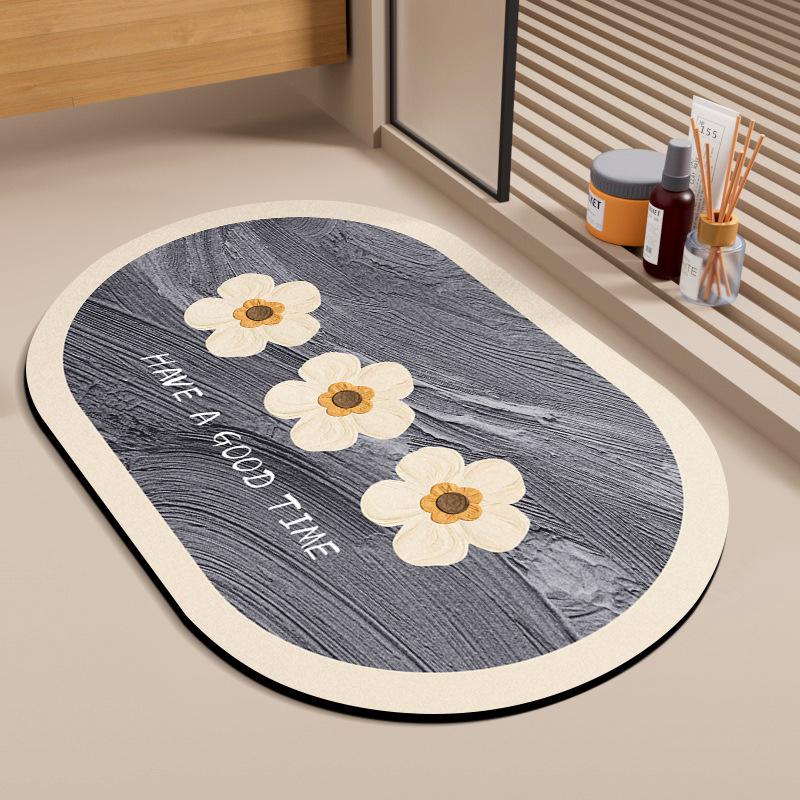 Simple Style Diatomaceous Earth Floor Mat - Stain & Wear-Resistant Bathroom/Toilet Entrance Mat