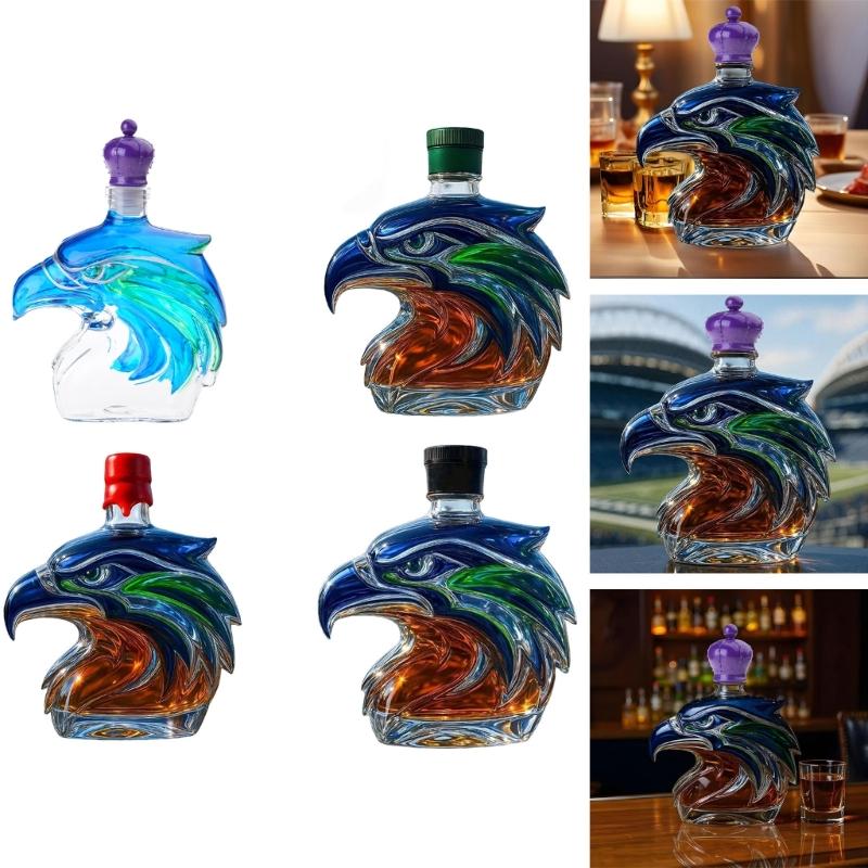 Handcrafted Crystal Glass Multifunctional Beverage Dispenser Feature Artistic Seahawk Shape Ideal For Home Pubs Decors