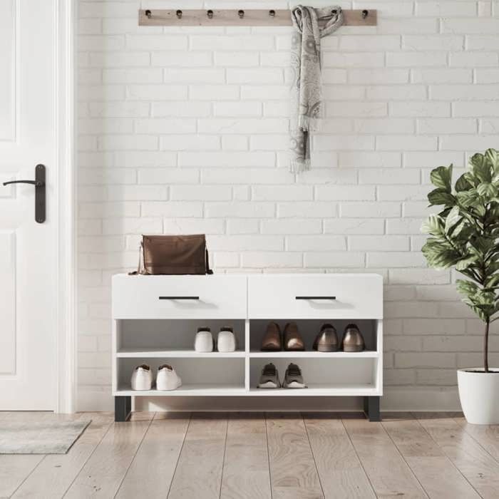 VidaXL Shoe Bench, Shoe Cabinet with 4 Shelves and Legs, Shoe Rack with 2 Drawers Living Room, Modern, 829764