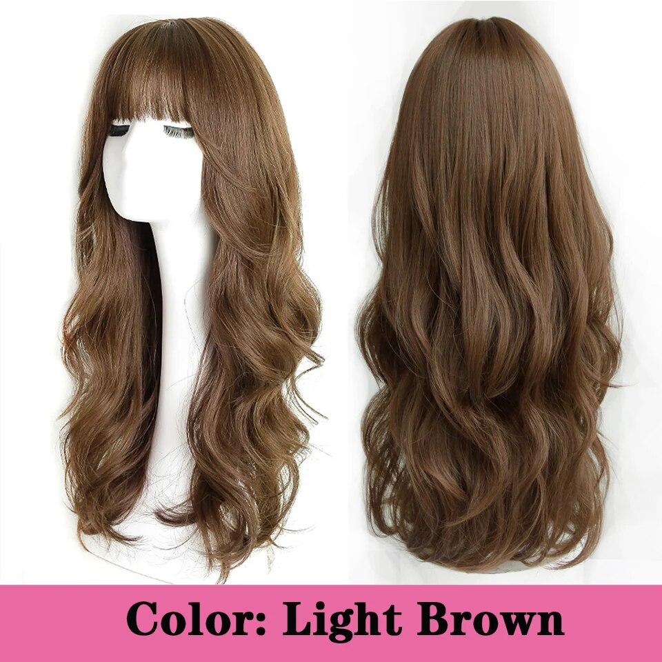 Dlouhá kudrnatá syntetická paruka se středovou ofinou tmavě hnědá paruka z přírodních kudrnatých vlasů ženská Cosplay paruka paruka z tepelně odolných vláken