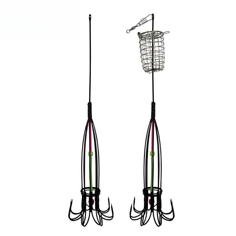 

8 Fish Hooks with Bait Cage Fish Hanging Hooks Fishing Gear Supplies without cage