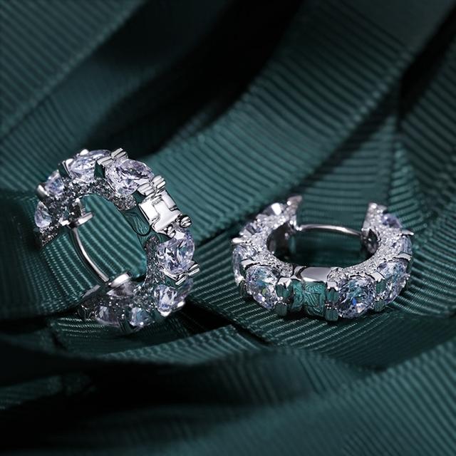 

Круглые серьги-кольца с белым сапфиром Vvs1 из 18-каратного золота для женщин, ювелирные украшения из стерлингового серебра 925 пробы