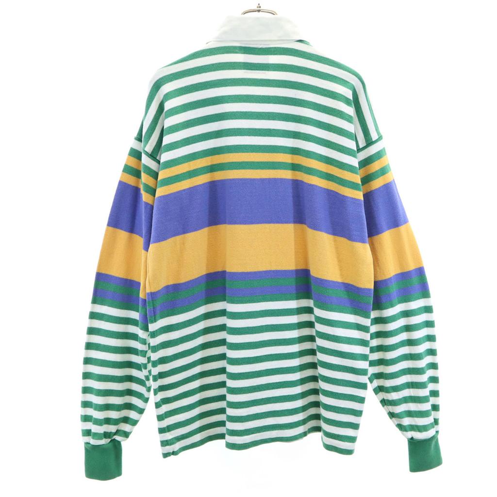 LANDS' END 80s vintage Border Pattern Long sleeve Lager shirt XL Men's Used