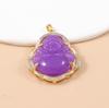 Mehrfarbiger Chalcedon Buddha Anhänger für Damen mit vergoldetem Kupfer und Diamant-Inlay an einer Schlüsselbein-Kette