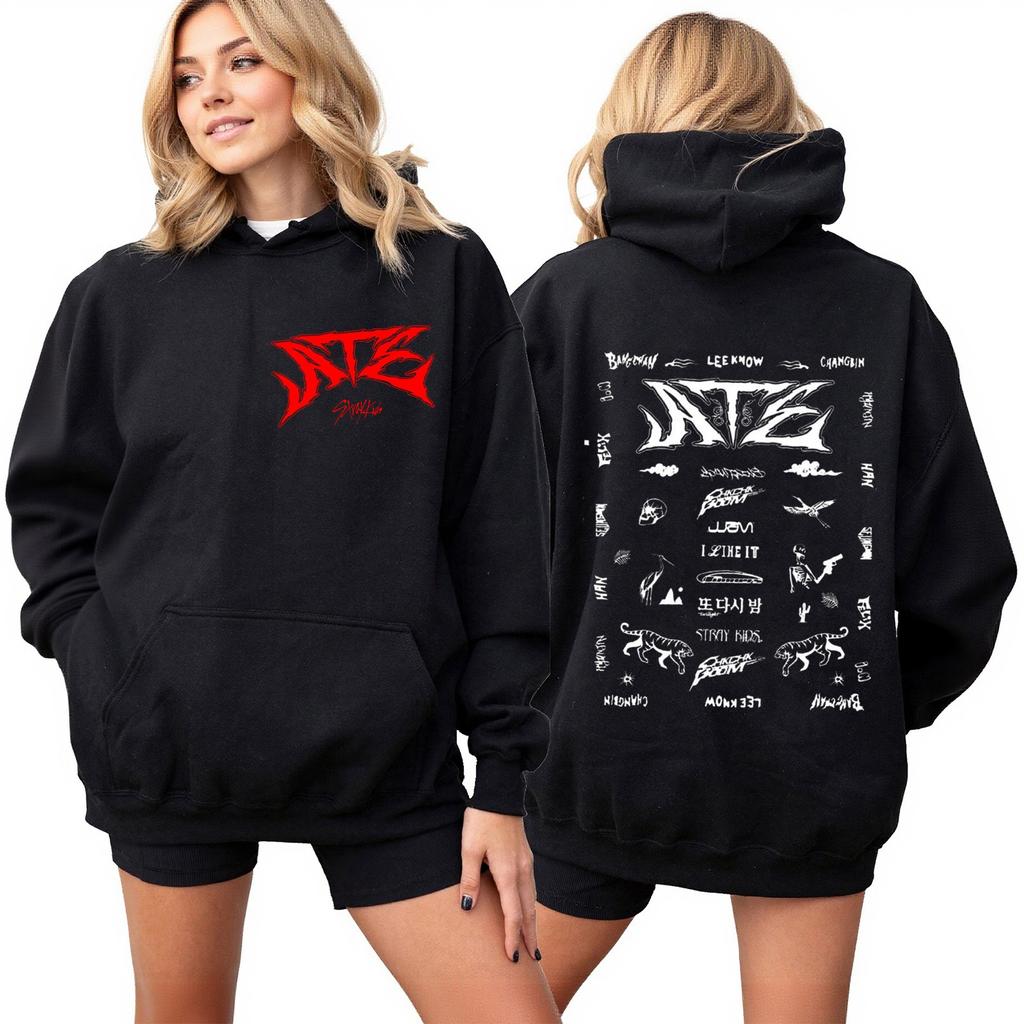 Roupa Casual Feminina da Moda Fato de Treino Top de Manga Comprida Moletom com Capuz Estampado