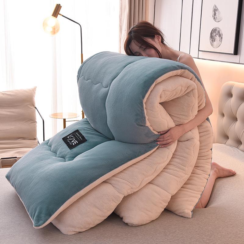 

Уютное хлопковое одеяло из молочного бархата: Толстое постельное белье из овечьей шерсти для осени/зимы - Двуспальный размер 100x150cm Random Pattern