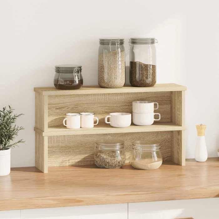 VidaXL Stackable Kitchen Shelves 2 Pcs Sonoma Oak 50x15x16 Cm, Kitchen Storage Shelf, Cabinet Organizer 860486