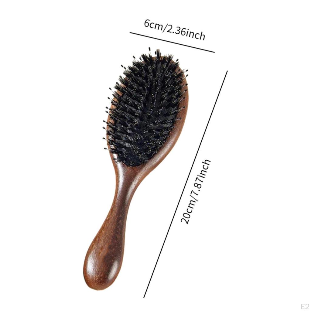 Paddle Brush Wood Handle Thick Curly Hair Multipurpose Portable Massage Comb