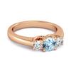 Blue Topaz Round Three Stone Ring - 925 Sterling Silver Rose Gold Vermeil