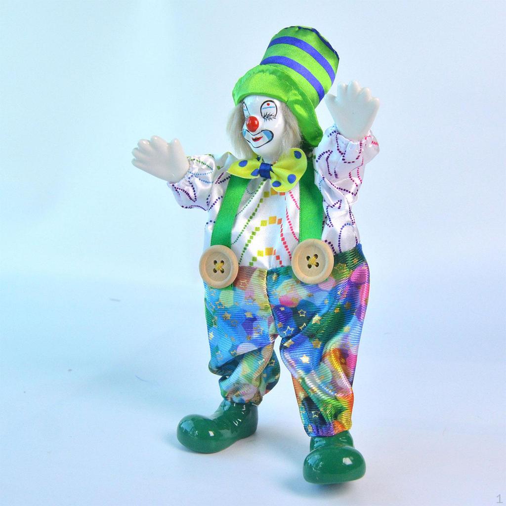 Ceramic Clown Doll Harlequin 25cm Lovely Smiling Home Decoration Figure Kids Toys for